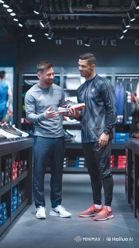 Messi and Ronaldo Discuss High-End Football Shoes – AI Generated Video | Hailuo AI