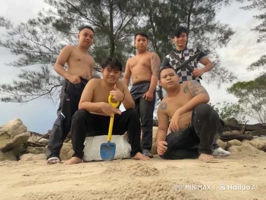 Shirtless Men Perform Intense Kung Fu on Beach – AI Generated Video | Hailuo AI