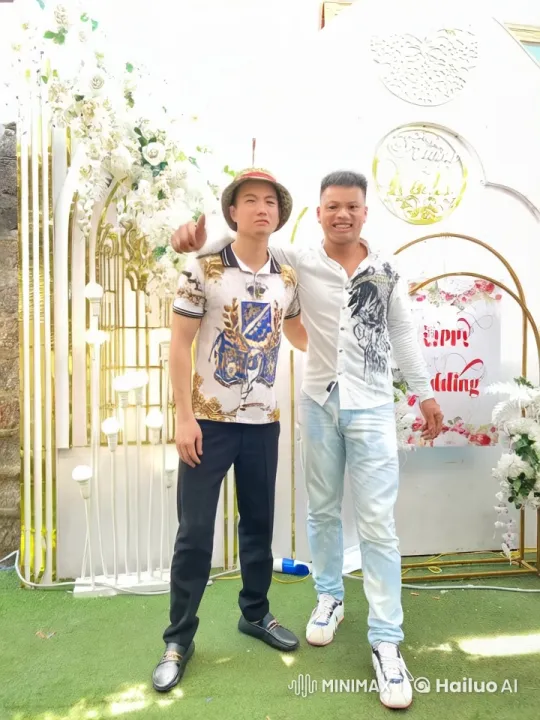 Festive Martial Arts Display by Two in White and Gold Decor – AI Generated Video | Hailuo AI