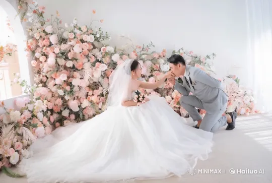Kungfu Bride and Groom's Unique Wedding Photoshoot – AI Generated Video | Hailuo AI