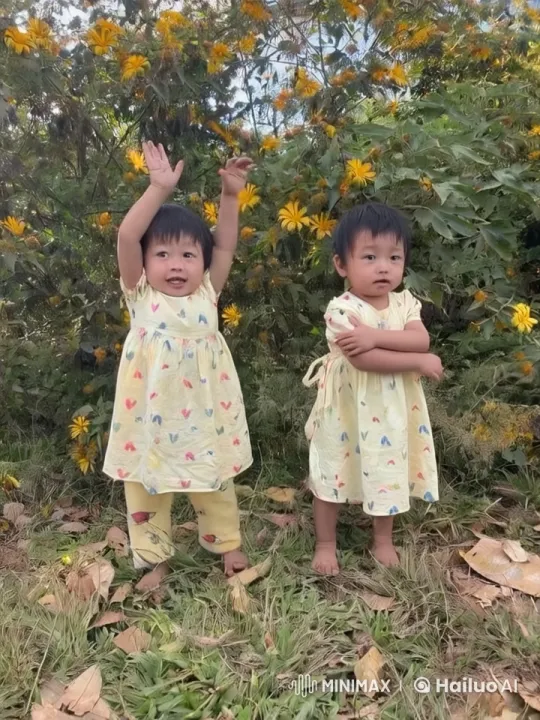 Two Children Enjoy Imaginative Kung Fu Play in Sunny Grass – AI Generated Video | Hailuo AI