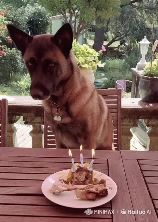 Belgian Malinois Dog Blows Out Candles, Claps in Live2D Animation – AI Generated Video | Hailuo AI