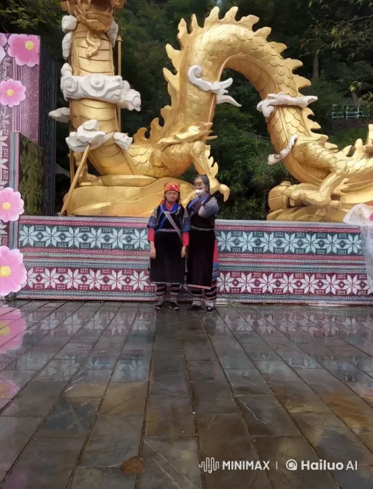 Traditional Figures by Majestic Dragon Statue – AI Generated Video | Hailuo AI