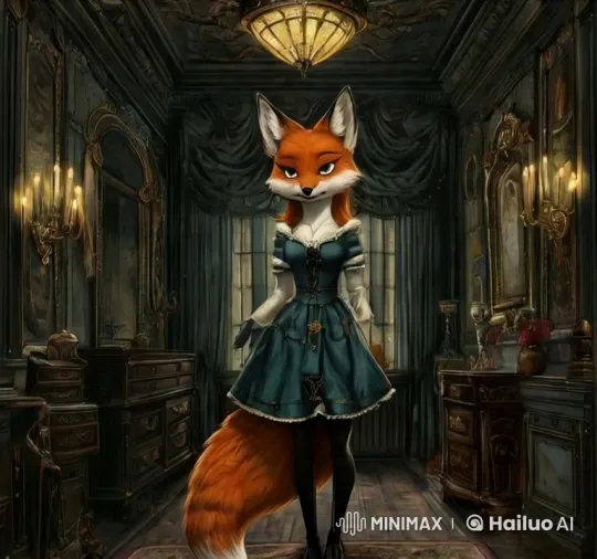 Fox-Human Hybrid in Victorian Dress: A Scene of Mystery – AI Generated Video | Hailuo AI