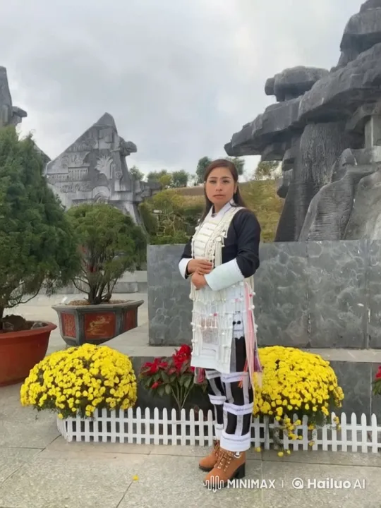 Traditional Attire Woman at Monument with Serene Landscape – AI Generated Video | Hailuo AI