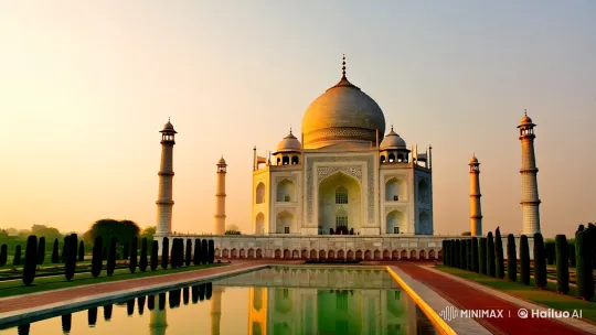 Dawn's Light: Majestic Taj Mahal Panorama – AI Generated Video | Hailuo AI