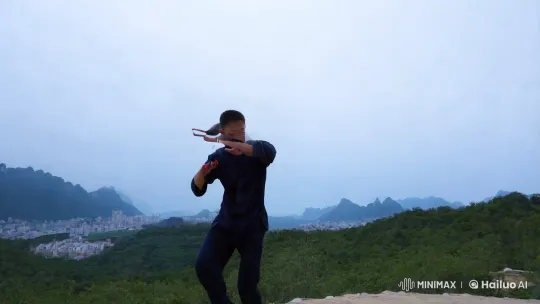 Kung Fu Techniques: Fighting and Jumping Kick Practice – AI Generated Video | Hailuo AI