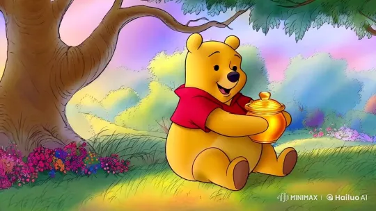 Winnie-the-Pooh Enjoying Honey in Pastel-hued Hundred Acre Wood – AI Generated Video | Hailuo AI