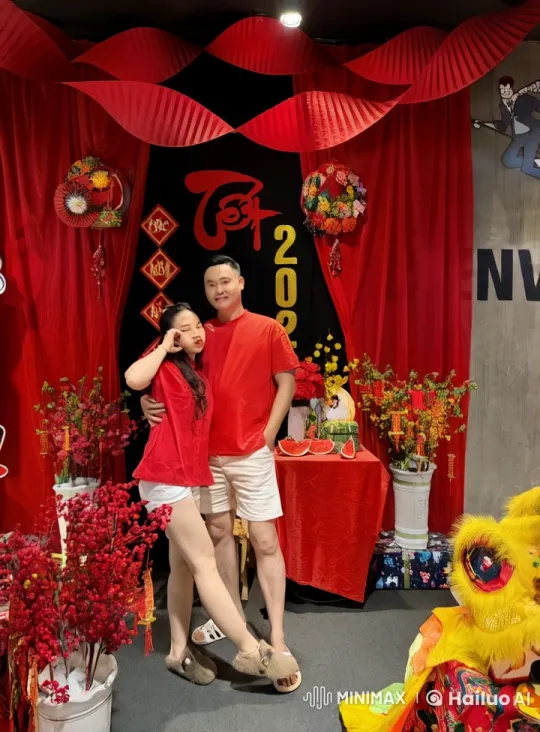 Couple Performs Kung Fu in Festive New Year Setting – AI Generated Video | Hailuo AI