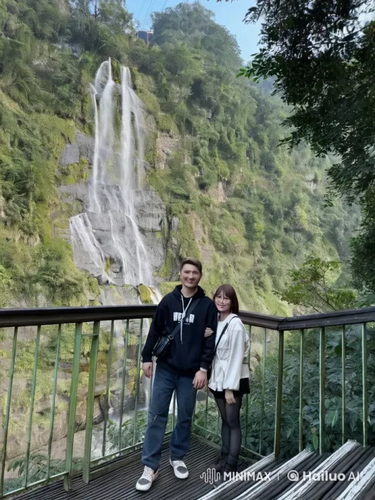 Couple Performs Kung Fu in Scenic Waterfall Setting – AI Generated Video | Hailuo AI