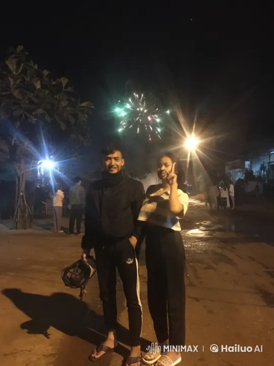 Nighttime Street Kung Fu Fight with Fireworks Background – AI Generated Video | Hailuo AI