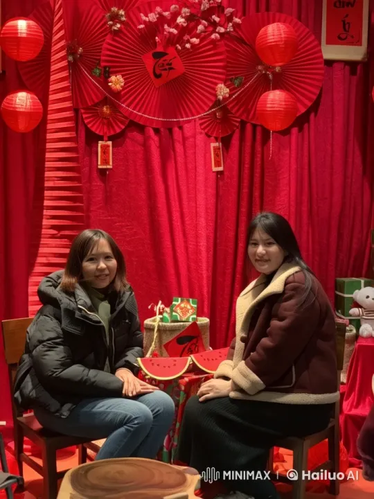 Festive Kung Fu Duel Set in Ornate Red Decor – AI Generated Video | Hailuo AI