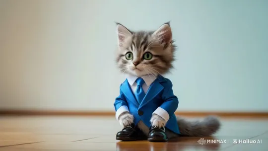 Cute Kitten in Suit Delights with Playful Dance – AI Generated Video | Hailuo AI