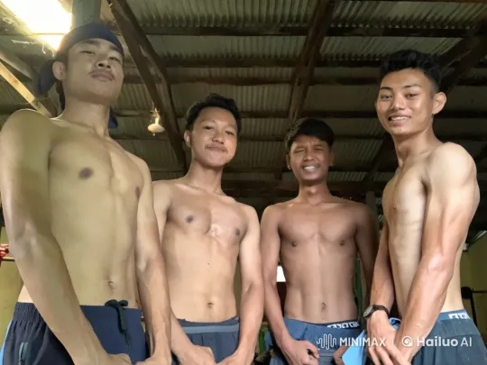 Young Men Showcase Physiques and Share Intimate Kiss in Gym – AI Generated Video | Hailuo AI