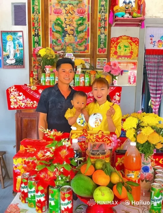 Family Celebrates with Kung Fu in Front of Shrine – AI Generated Video | Hailuo AI
