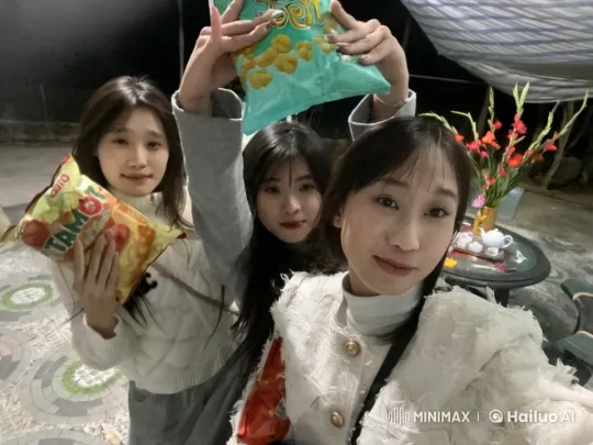 Women Engage in Playful Fight with Snack Bags – AI Generated Video | Hailuo AI