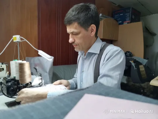 Tailor's Craft: Focused Sewing in a Cozy Home Workspace – AI Generated Video | Hailuo AI