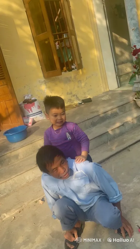 Child Playfully Interacts with Older Person Outside – AI Generated Video | Hailuo AI