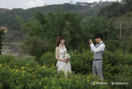 Formal Couple Engages in Dramatic Fight in Lush Garden Setting – AI Generated Video | Hailuo AI