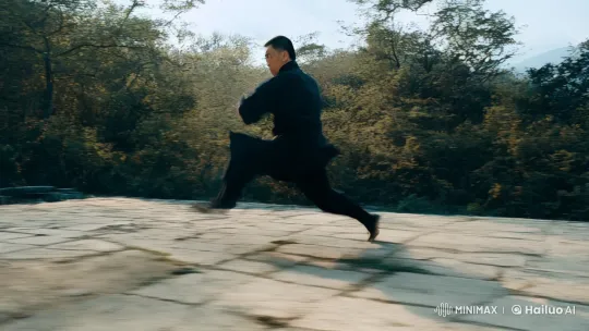 Intense Kungfu Performance in Cinematic Martial Arts Scene – AI Generated Video | Hailuo AI