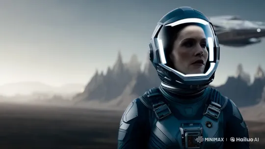 Female Astronaut Examines Alien Spaceship on Mysterious Planet – AI Generated Video | Hailuo AI
