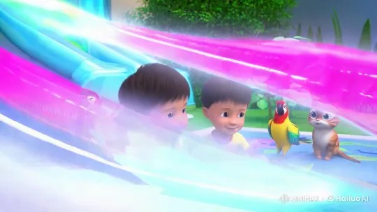 3D Animated Scene Showcasing Futuristic Aesthetic and Lively Characters – AI Generated Video | Hailuo AI