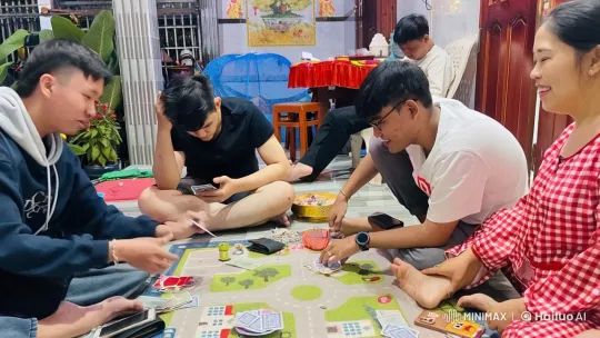 Friends Enjoying a Game Night with Kung Fu Fun – AI Generated Video | Hailuo AI