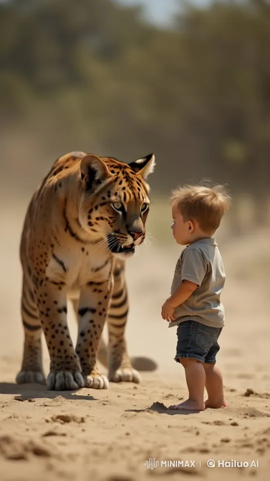 Boy Punches Wild Cat, Intense Fight Ensues – AI Generated Video | Hailuo AI