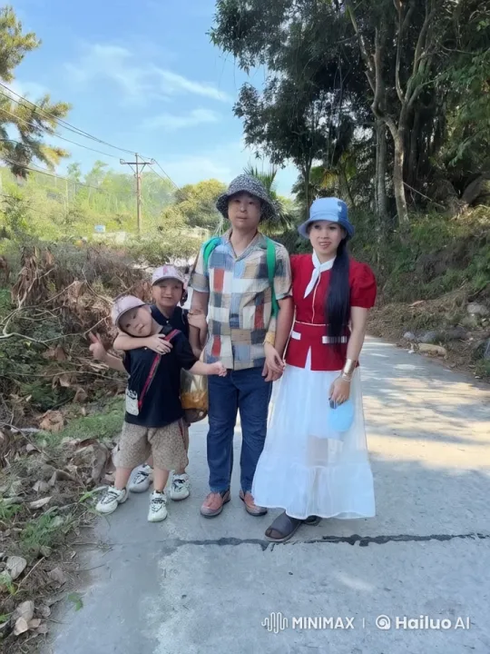 Family Practicing Kung Fu on Lush Path – AI Generated Video | Hailuo AI