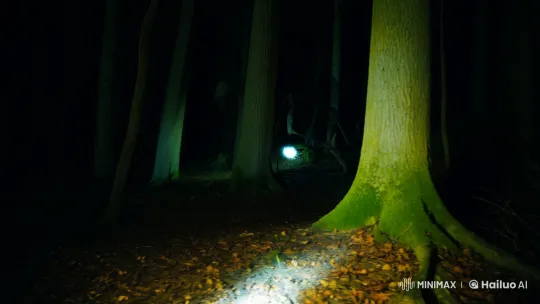 Distorted Creature Haunts Nocturnal Forest in Grainy Video – AI Generated Video | Hailuo AI