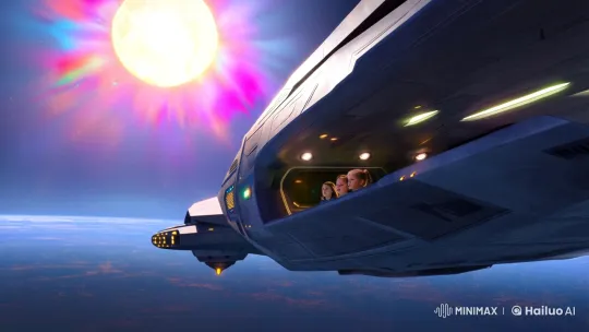 Starship Approaches Sun in Majestic Space Journey – AI Generated Video | Hailuo AI