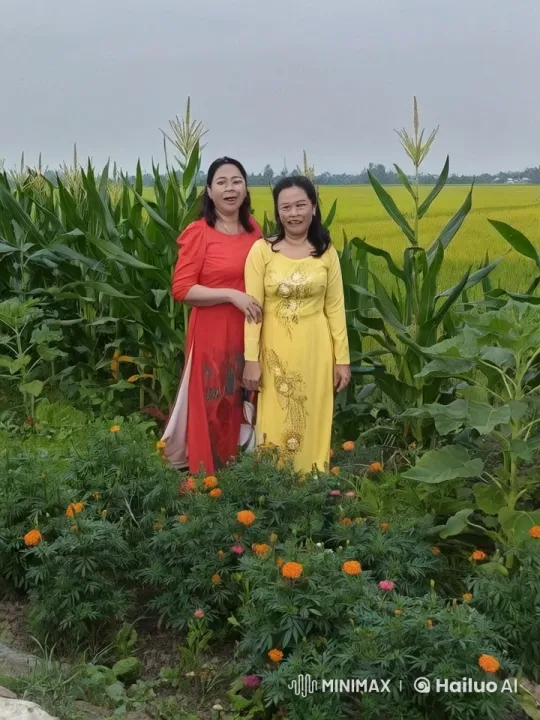 Two Women Playfully Fight in a Vibrant Garden – AI Generated Video | Hailuo AI