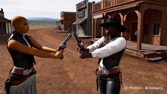 Old West-Inspired Dance-Off Between Two Cowboy Muses – AI Generated Video | Hailuo AI