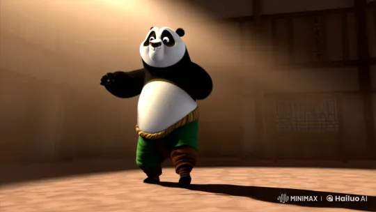 Tung Fu Panda Style Martial Arts Kick in Dojo – AI Generated Video | Hailuo AI