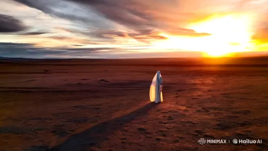 Poetic Solitude: Figure in Desolate Landscape at Sunset – AI Generated Video | Hailuo AI