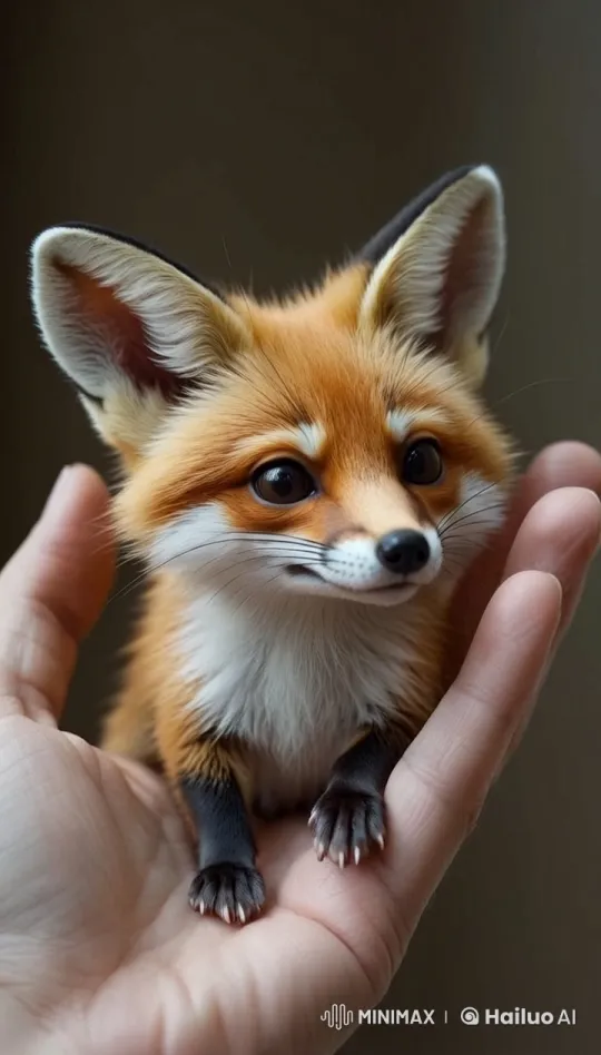 Adorable Fox Resting on Human Hand – AI Generated Video | Hailuo AI