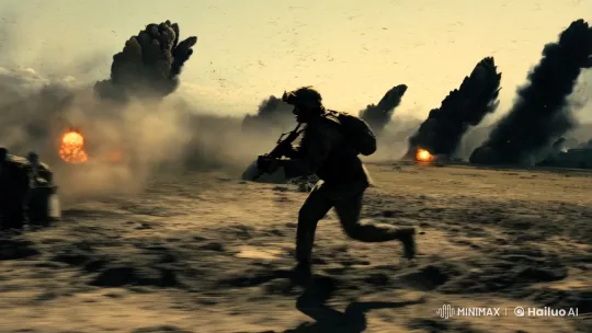 Soldier's Charge Amidst Chaotic Battlefield Cinematography – AI Generated Video | Hailuo AI