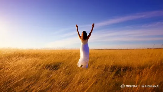 Solitary Figure Embraces Vast Landscape in Uplifting Film Clip – AI Generated Video | Hailuo AI