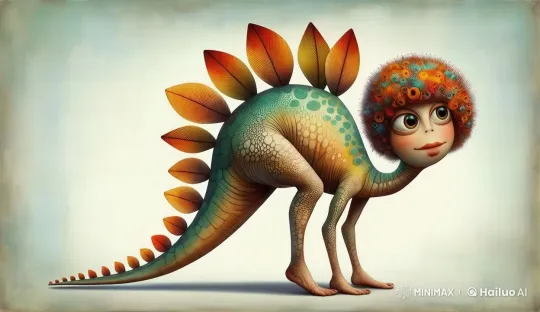 Colorful Whimsical Dinosaur in Live2D with Joyful Reaction – AI Generated Video | Hailuo AI