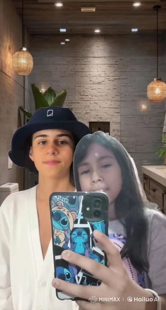 Intimate Selfie Moment in a Modern Bathroom – AI Generated Video | Hailuo AI