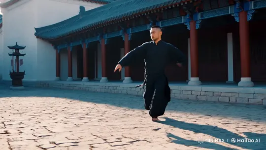 Kungfu Master in Serene Courtyard Display – AI Generated Video | Hailuo AI