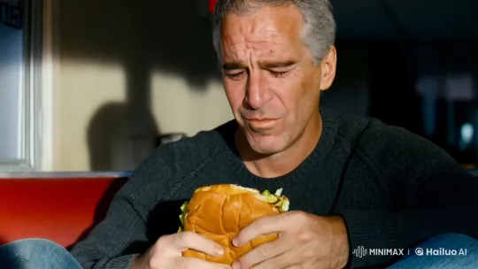 Man Eats Burger, Cries in Diner: A Study in Melancholy – AI Generated Video | Hailuo AI