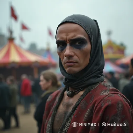Medieval Man Smiles at Camera Amidst Fair Festivities – AI Generated Video | Hailuo AI
