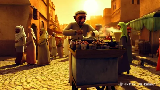 Traditional Egyptian Sahlab Stand at Sunset – AI Generated Video | Hailuo AI