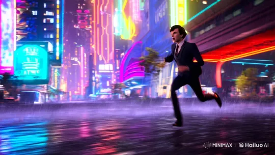 AI Holmes Chases Truth in Futuristic Noir Cityscape – AI Generated Video | Hailuo AI