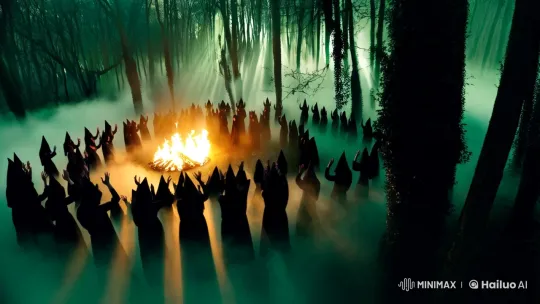 Witches' Ritual: Aerial 8K Immersive Ceremony – AI Generated Video | Hailuo AI
