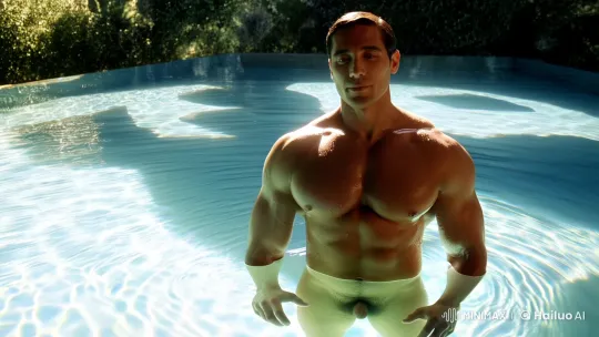 Contemplative Man in Serene Pool with Graceful Camera Work – AI Generated Video | Hailuo AI