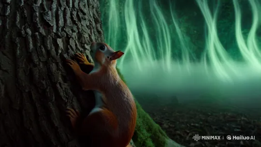 Squirrel Ascends Misty Forest in Dark Fantasy Short Film – AI Generated Video | Hailuo AI