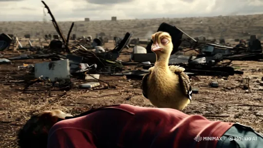 Lone Chick in War's Devastation – AI Generated Video | Hailuo AI