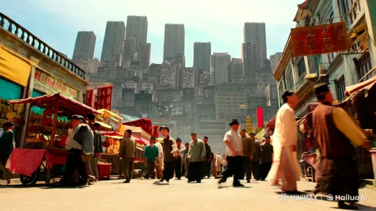 Kungfu Hustle Camera Work Highlights Bustling 1940s Chinese Street – AI Generated Video | Hailuo AI